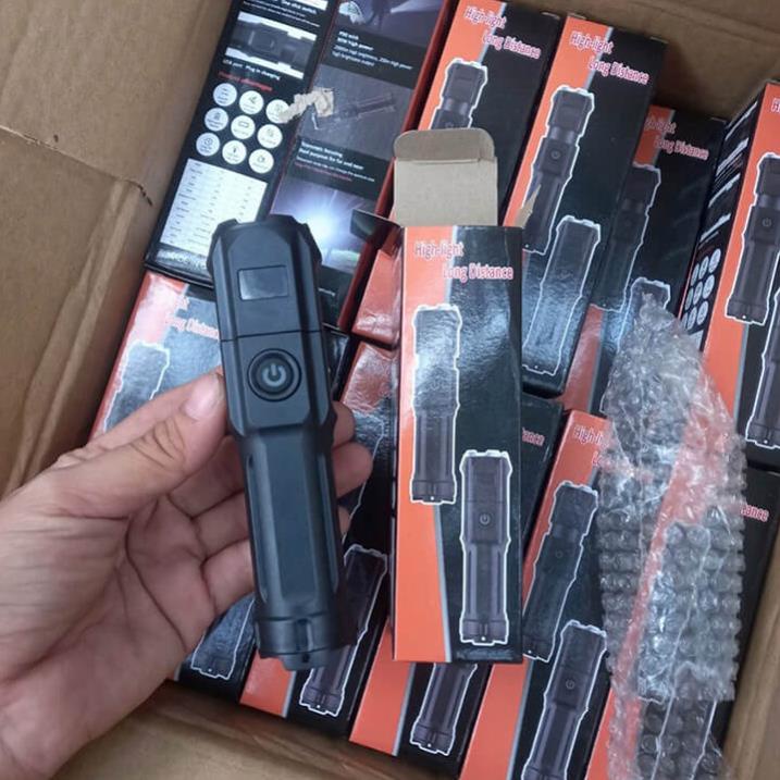 Đèn pin mini cầm tay siêu sáng chiếu xa 300M có Zoom xa gần, pin trâu, chống thấm nước IP44, đèn pin Led XPE T6 cầm tay