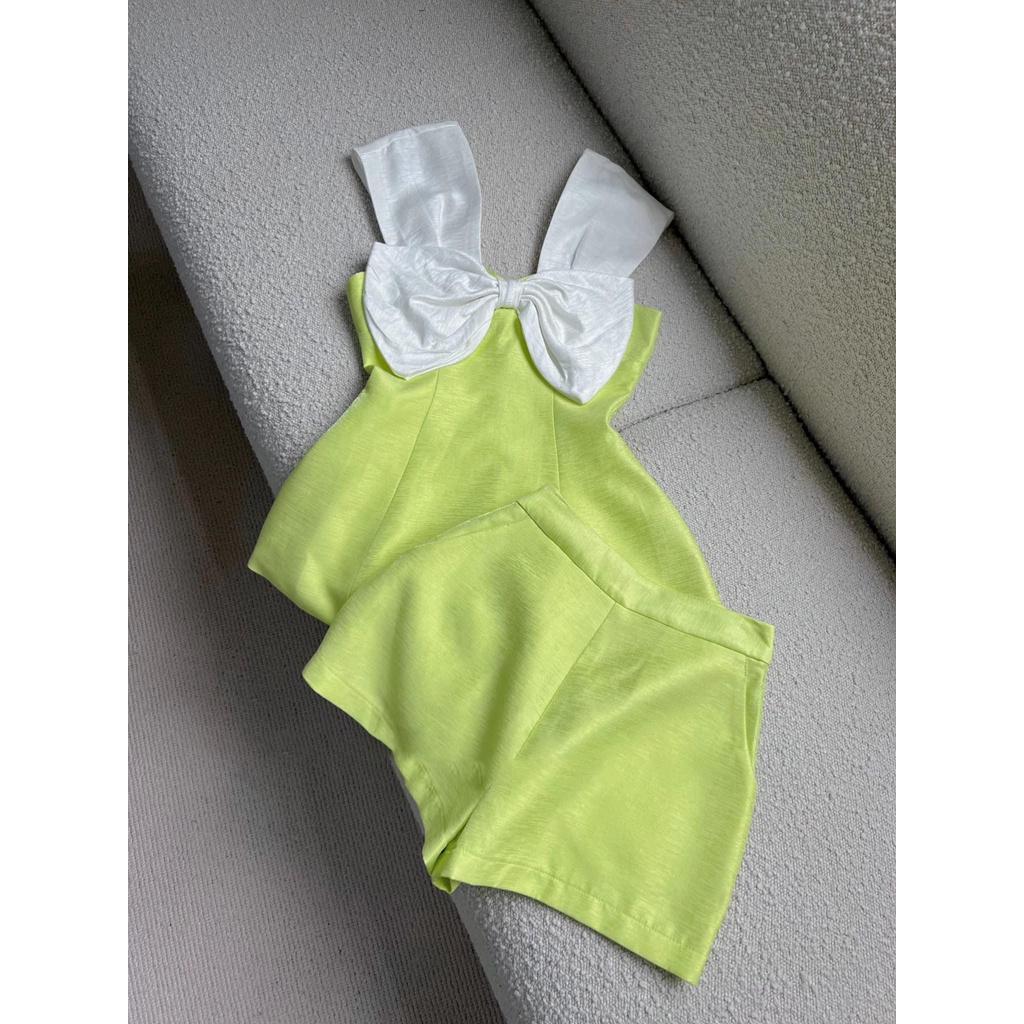 Set váy đính nơ tafta phong cách baby mặc đi biển, đi chơi, đi du lịch