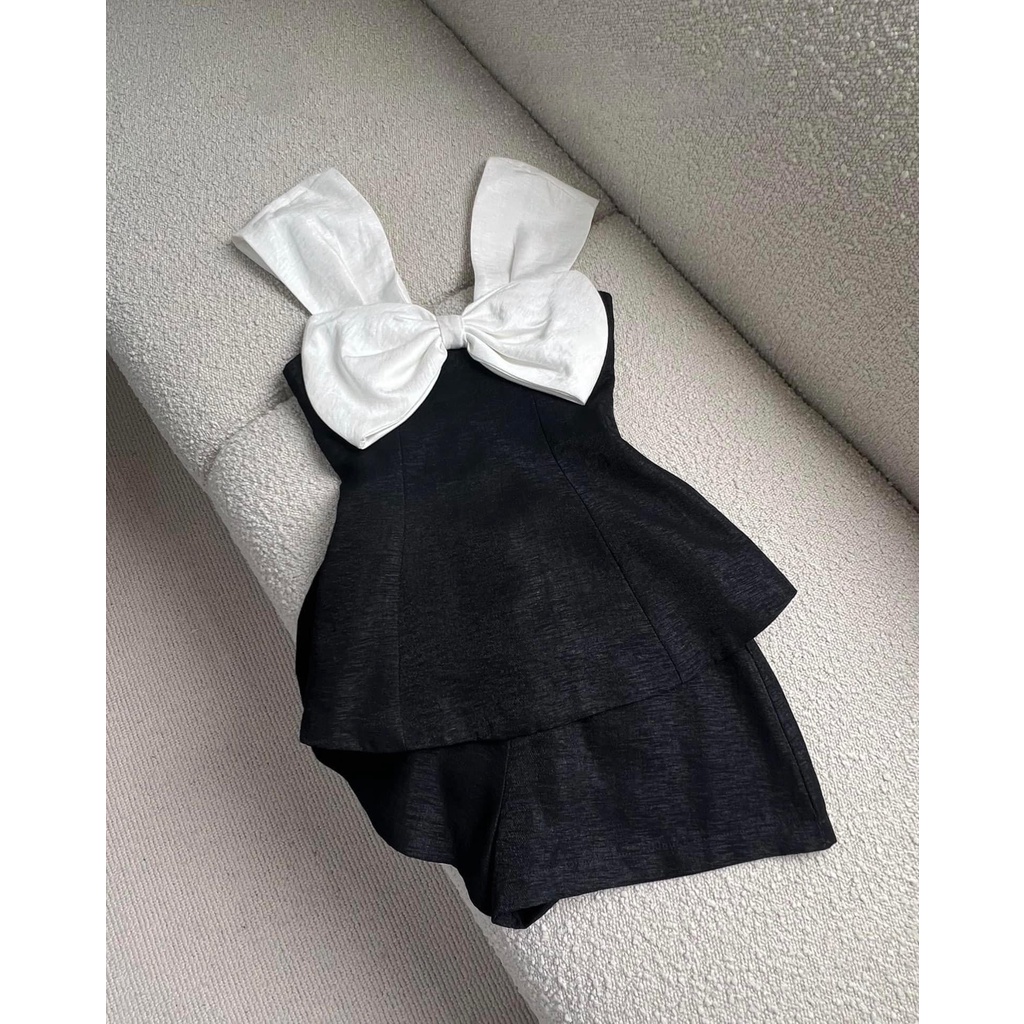 Set váy đính nơ tafta phong cách baby mặc đi biển, đi chơi, đi du lịch