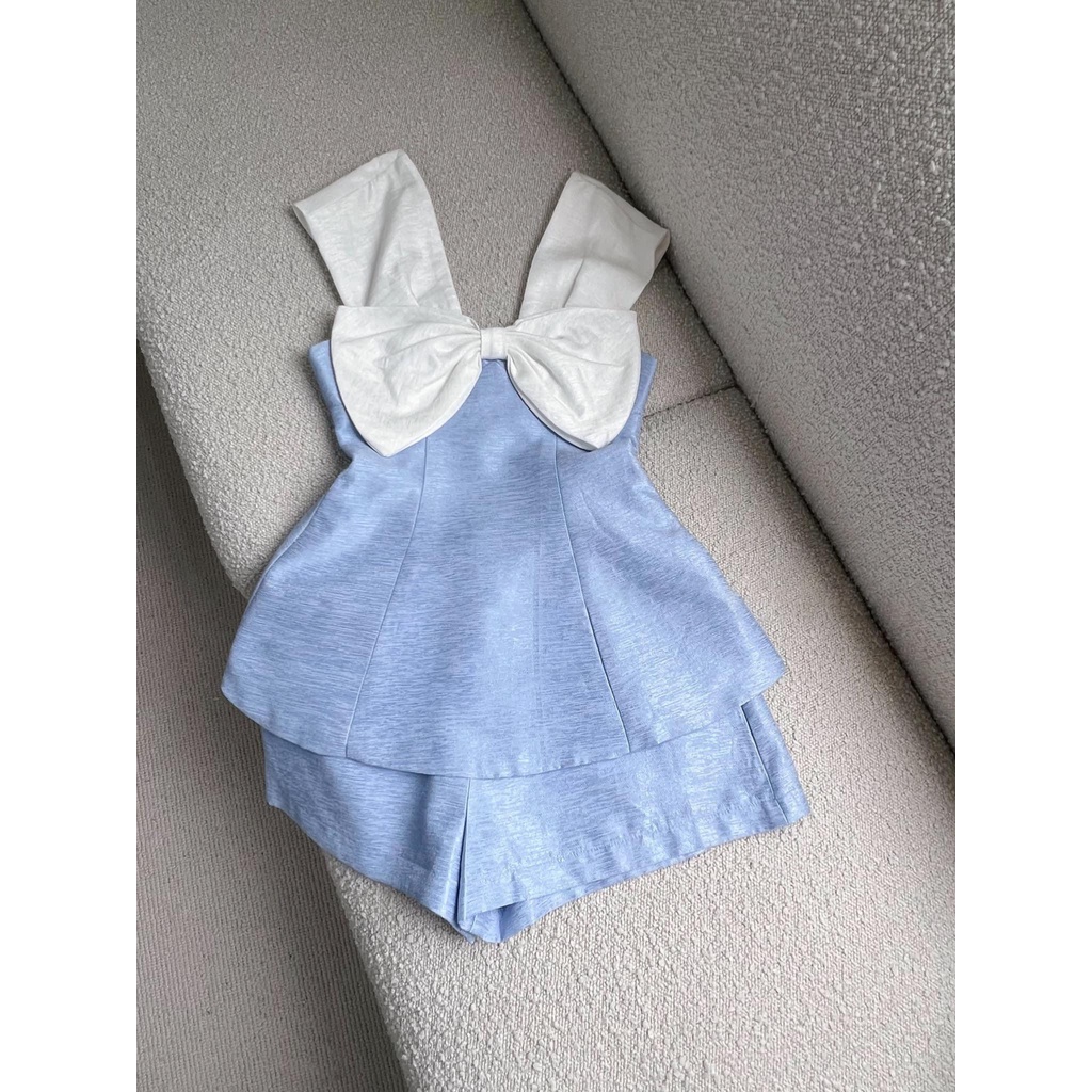 Set váy đính nơ tafta phong cách baby mặc đi biển, đi chơi, đi du lịch