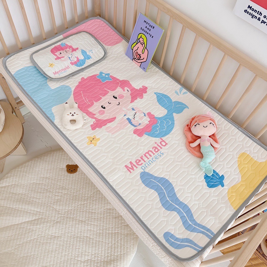 Chiếu điều hòa cao su non cho bé, chiếu trẻ em mát dịu mùa hè kích thước 60-120cm