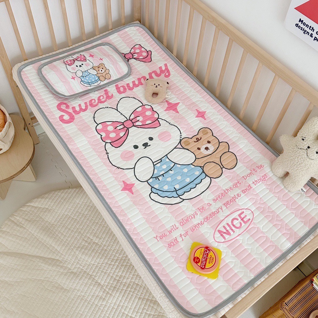 Chiếu điều hòa cao su non cho bé, chiếu trẻ em mát dịu mùa hè kích thước 60-120cm