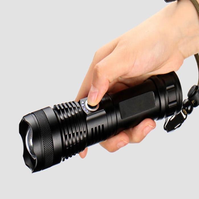 Đèn pin siêu sáng XHP50 có Zoom xa gần chiếu xa 500m, chống thấm nước, pin 6800mAh, đèn pin cầm tay XML T6, đèn pin mini