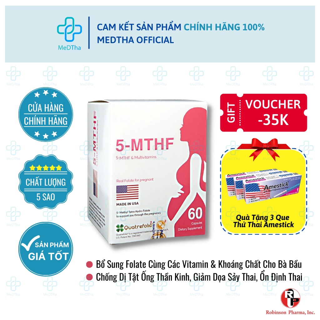 5-MTHF - Bổ Sung Acid Folic / Folate, Sắt, Vitamin Tổng Hợp, Hỗ Trợ Sinh Sản, Ngăn Dị Tật Thai Nhi [Chính Hãng]