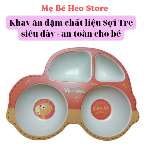 Khay ăn dặm hình ô tô chất liệu sợi tre siêu dày, chắc chắn và an toàn cho bé