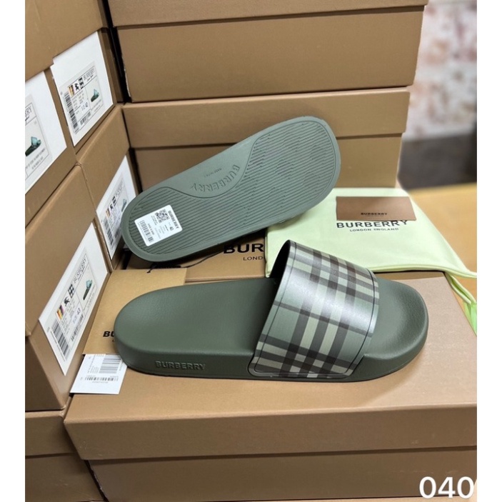 Dép da nam cao cấp - dép lê quai ngang bbr có hộp.