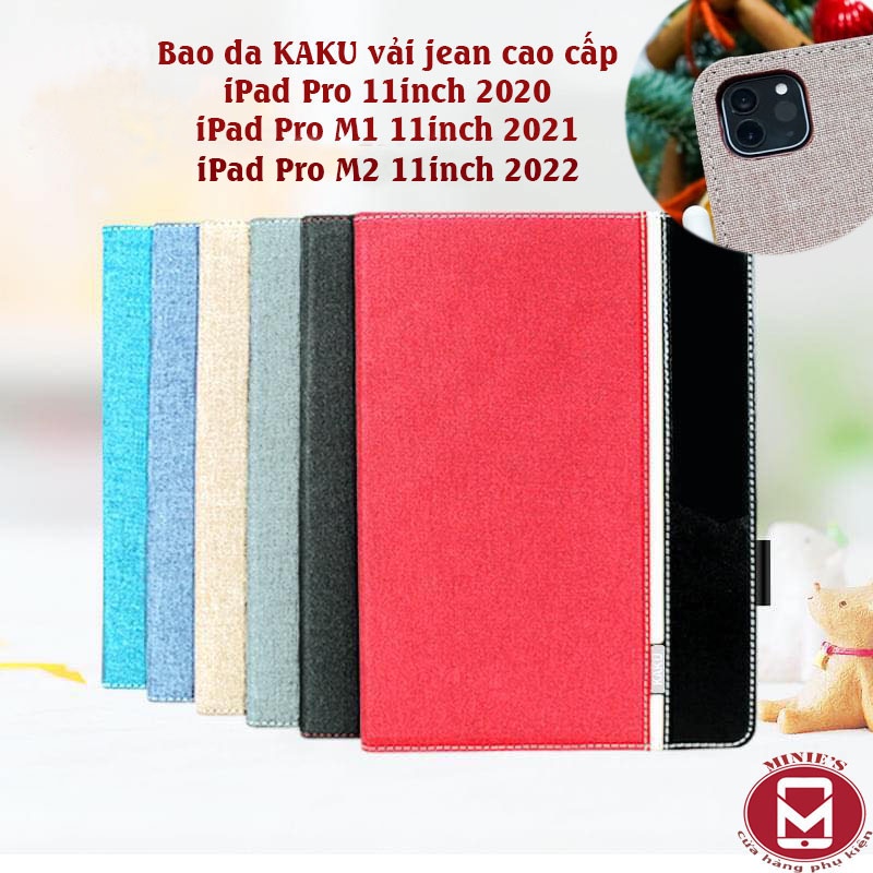 Bao Da KAKU iPad Pro 11 inch  TPU Dẻo Phối Vải Jean Cao Cấp - Lỗ camera vuông