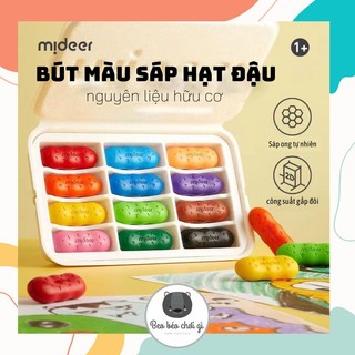 Hộp bút sáp màu hữu cơ 12 màu & 24 màu - bút màu sáp ong thiên nhiên hình hạt đậu dễ cầm - pease crayons mideer
