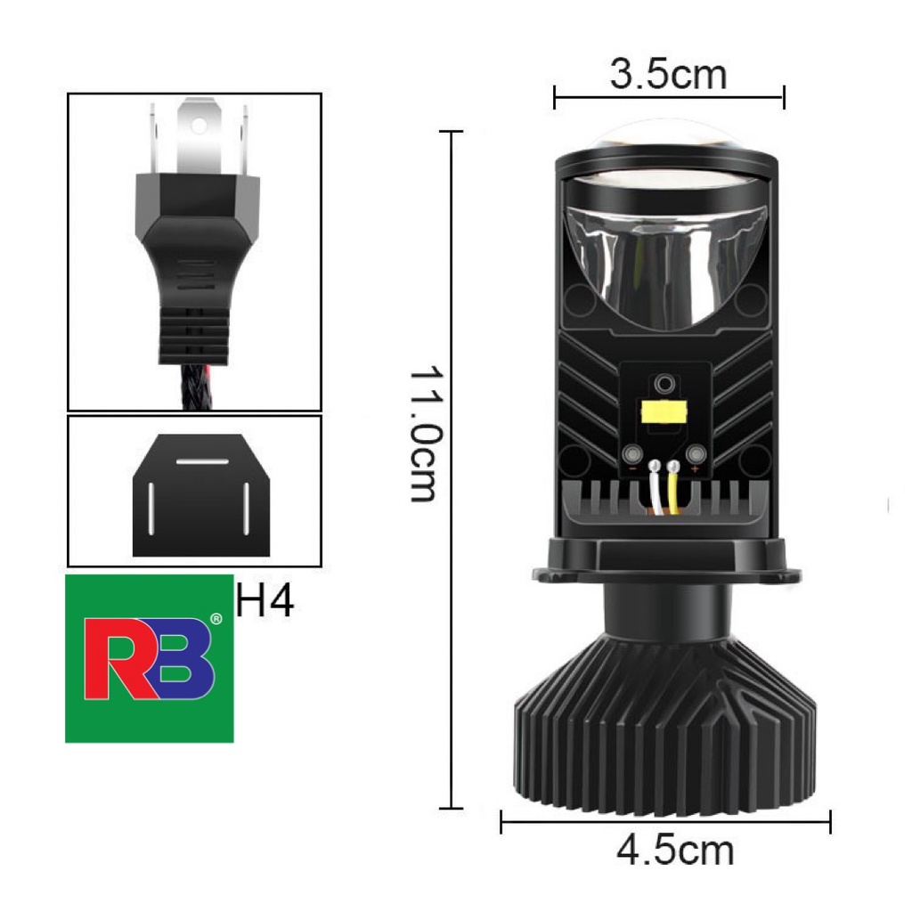 Đèn Pha LED Bi Cầu Mini H4 T9 Công Xuất 35w Lắp Ô tô, Xe Máy- Bảo Hành 12 Tháng Chính Hãng