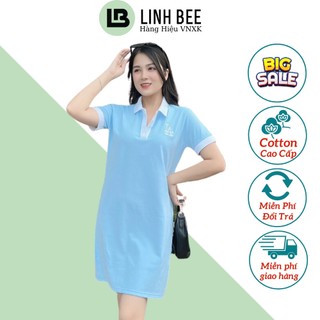 Đầm MLB Nữ Cổ Bẻ Polo Chất Thun Cá Sấu Tici,Có Hình Thêu Ở Ngực, Váy Form Suông Nữ Tính Linh Bee