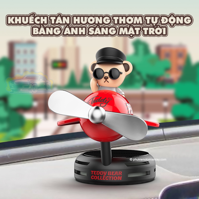 Sáp Thơm Ô Tô  Năng Lượng Mặt Trời Mô Hình Gấu Dễ Thương Trang Trí Xe Hơi Khuếch Tán Nước Hoa 3