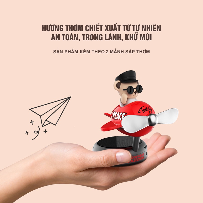 Sáp Thơm Ô Tô  Năng Lượng Mặt Trời Mô Hình Gấu Dễ Thương Trang Trí Xe Hơi Khuếch Tán Nước Hoa 4