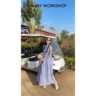 Đầm sơ mi xếp tầng sát nách năng động Ruffer Shirt Dress Maxy Workshop