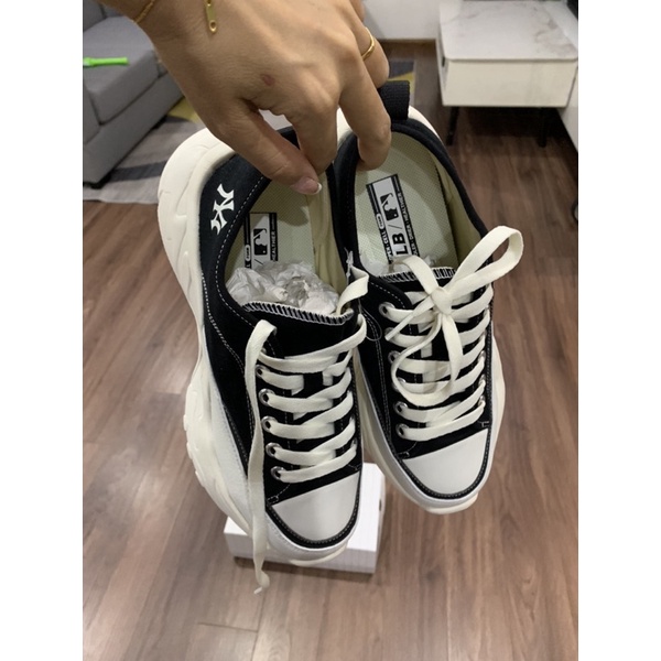 , đế đúc nhẹ 5g cả đôi MLB chunkylow ite màu đen độn đế  5-7cm,check ra fake hoàn tiền x3