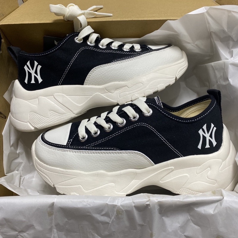 , đế đúc nhẹ 5g cả đôi MLB chunkylow ite màu đen độn đế  5-7cm,check ra fake hoàn tiền x3