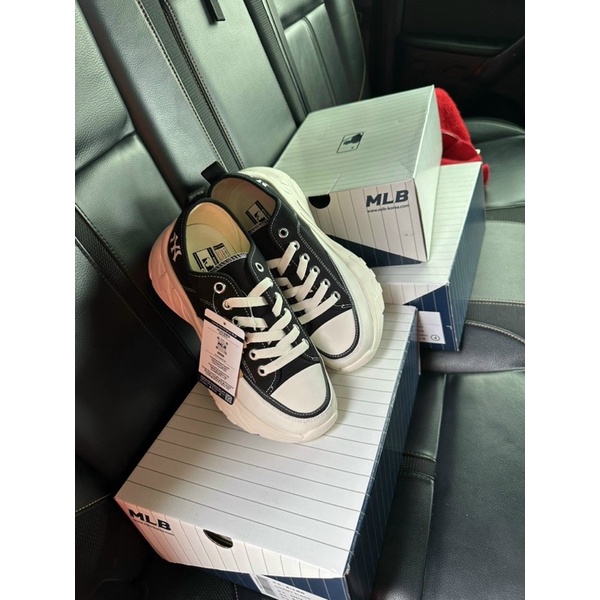 , đế đúc nhẹ 5g cả đôi MLB chunkylow ite màu đen độn đế  5-7cm,check ra fake hoàn tiền x3
