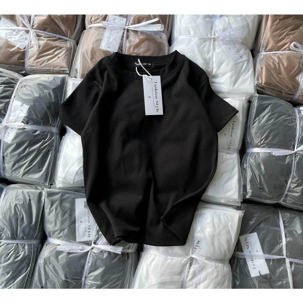 Áo Baby Tee Trơn Cổ Tròn Basic FIX dáng chuẩn cotton mịn mát hai màu đen trắng