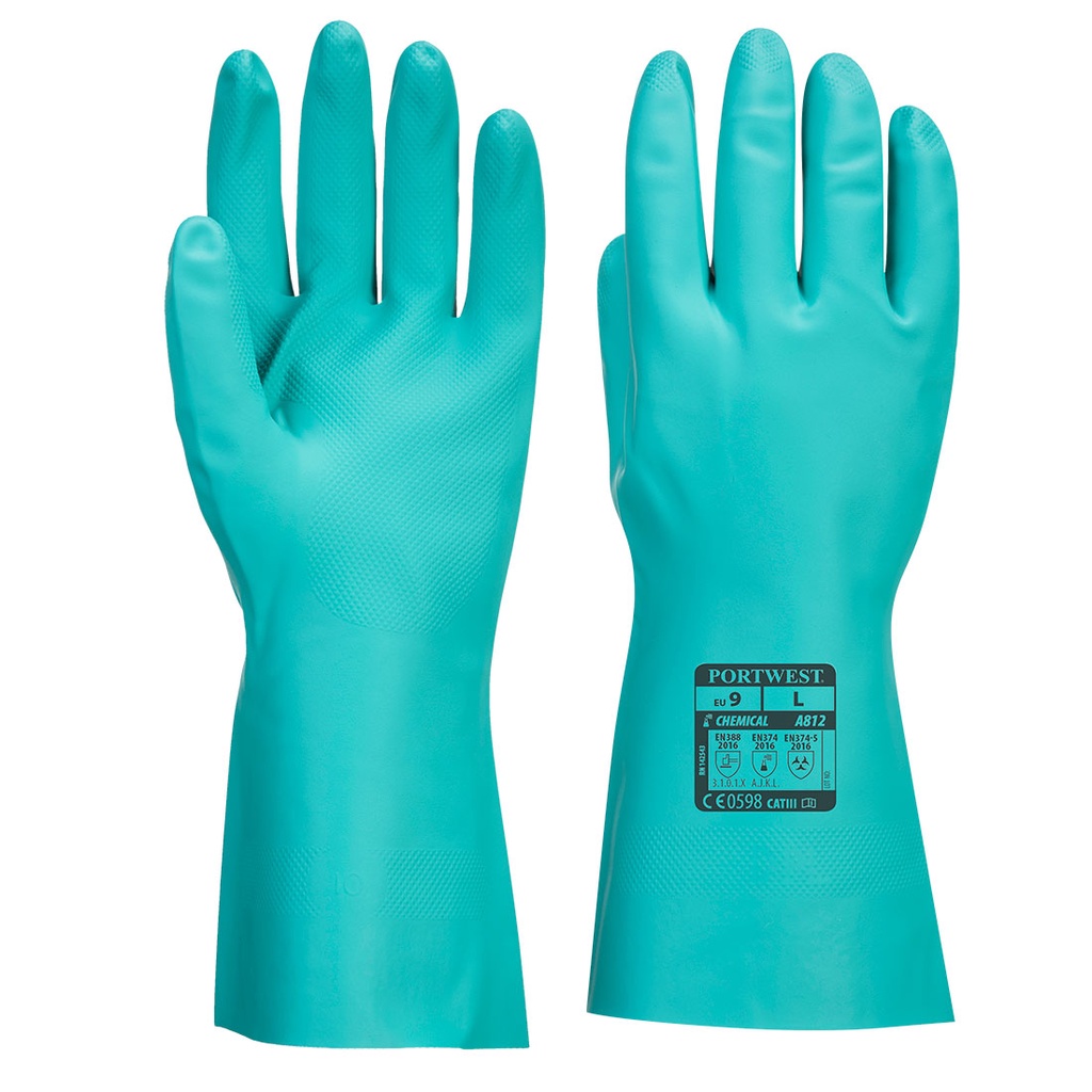 Găng tay chống hoá chất mạnh, chống dầu tiêu chuẩn Châu Âu, Portwest A812. Găng tay rửa bát cực đỉnh