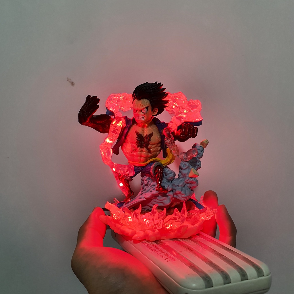 Mô hình Luffy Gear 4 Hầu Pháo Vương có bản LED, Cao lần lượt 12.5 cm và 13 cm - One Piece