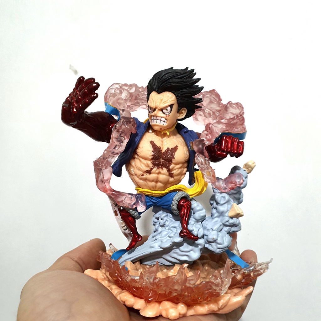 Mô hình Luffy Gear 4 Hầu Pháo Vương có bản LED, Cao lần lượt 12.5 cm và 13 cm - One Piece