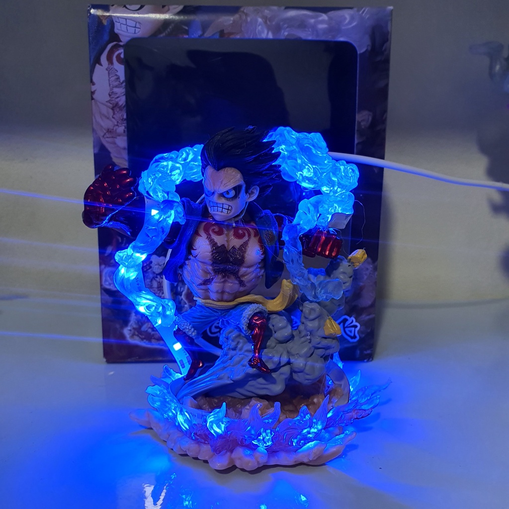 Mô hình Luffy Gear 4 Hầu Pháo Vương có bản LED, Cao lần lượt 12.5 cm và 13 cm - One Piece