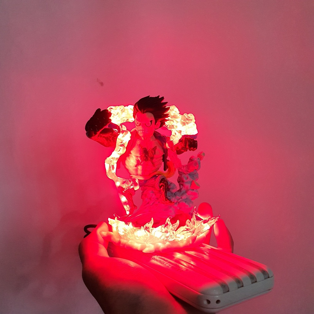 Mô hình Luffy Gear 4 Hầu Pháo Vương có bản LED, Cao lần lượt 12.5 cm và 13 cm - One Piece