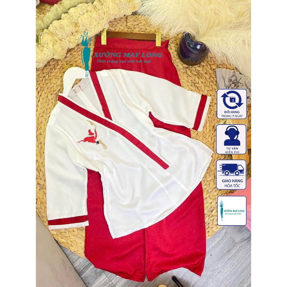 Đồ lam đi chùa nữ đồ lam nữ viền thêu hạc set đồ lam nữ đi chùa xinh xắn set pháp phục 4 màu