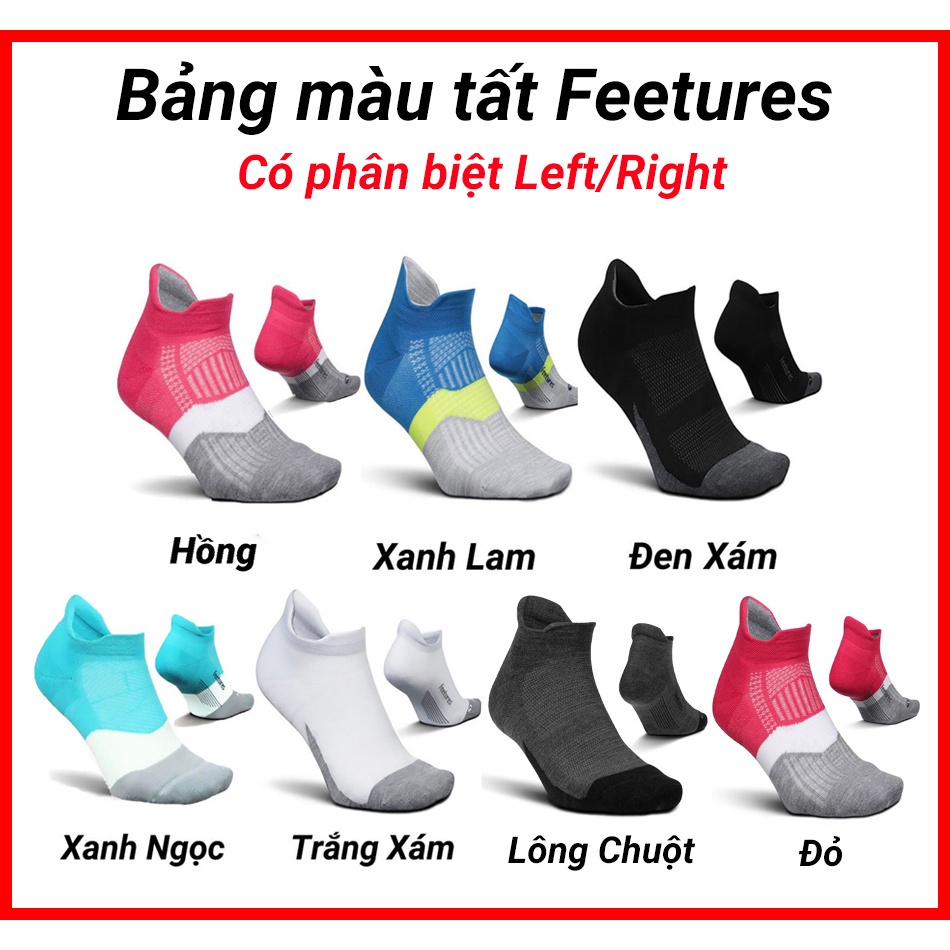 Tất chạy bộ cao cấp, vớ chạy bộ Feetures cổ ngắn thể thao nam nữ, hàng dệt kim xuất khẩu Mỹ, 3 size M L XL, MT002