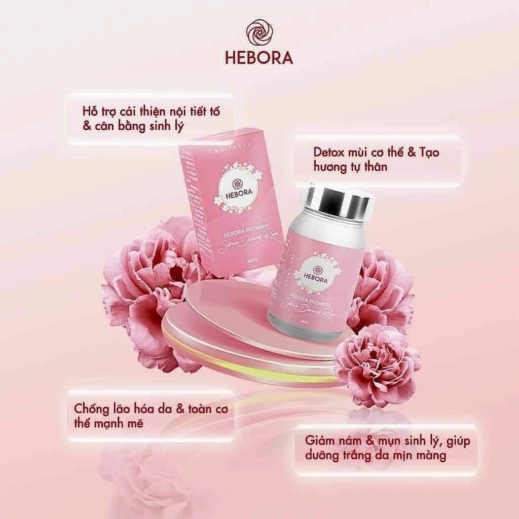 Viên Uống Tạo Mùi Thơm Cơ Thể Hebora Premium Sakura Damask Rose 60 Viên Nhật Bản