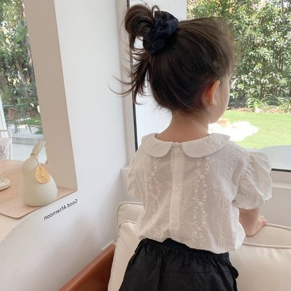 Áo trắng tay phồng ngắn tay phong cách Hàn Quốc dễ thương, thoải mái cho bé gái đi chơi, đi học, đi, du lịch CHILDGEAR