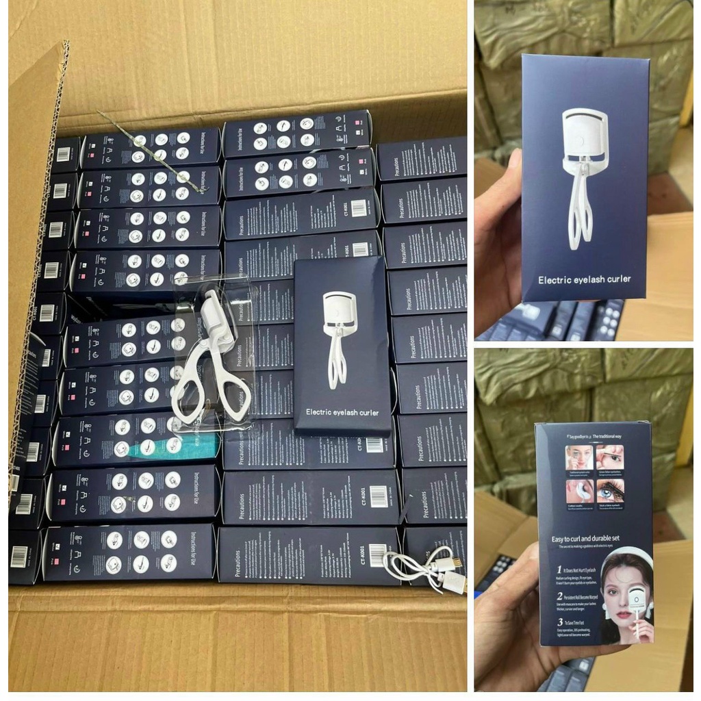 Máy Uốn Mi Điện, Kẹp Mi Nhiệt Thông Minh Làm Cong Nhanh Kèm Sạc USB