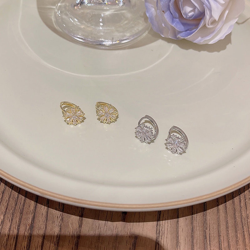 Bông Tai Mạ Bạc 925 Hình Bông Tuyết Đính Đá Zircon Thời Trang