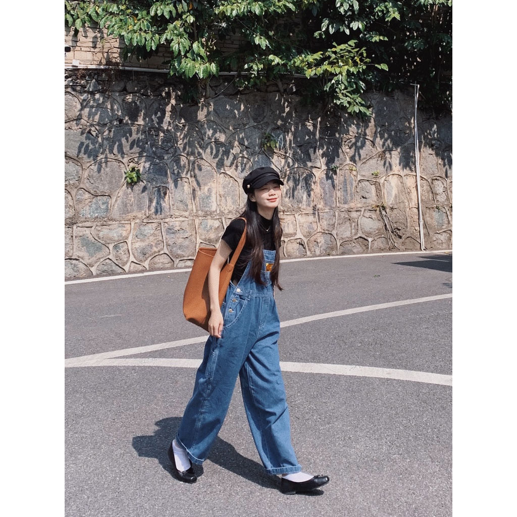 Quần yếm Jeans nữ JOLII.SG ống rộng hình gấu Pooh trẻ trung, năng động - thích hợp đi chơi, dạo phố