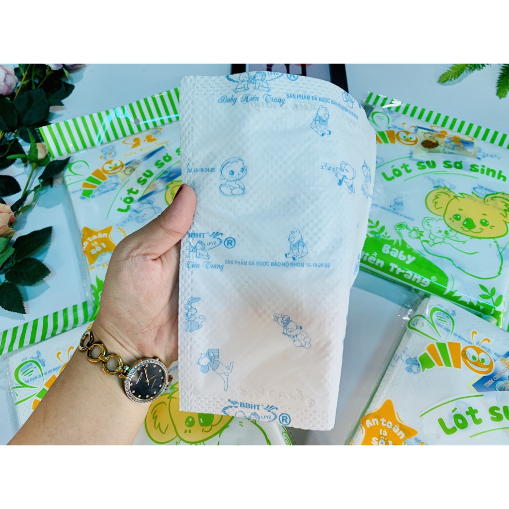 [Mẫu mới] Tấm lót sơ sinh, miếng lót phân su Baby Hiền Trang cao cấp chống thấm 3 lớp (gói 30 miếng)