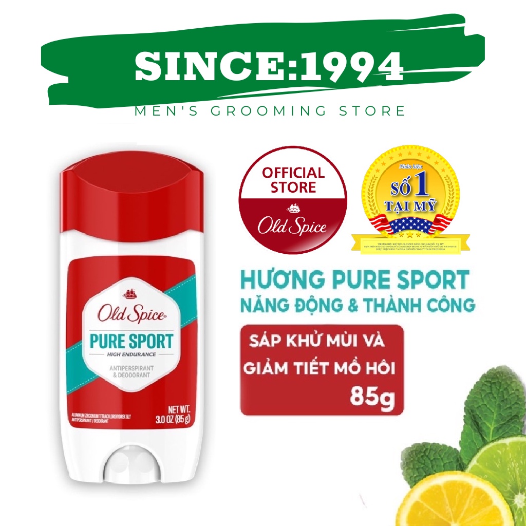 [ Hàng Nhập ] Lăn sáp khử mùi Old Spice Pure Sport 85g (Sáp Trắng) Antiperspirant &amp; Deodorant Made in USA