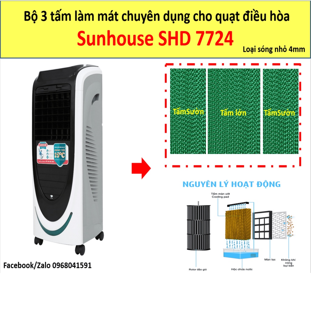 Tấm làm mát Cooling pad chuyên dụng cho quạt điều hòa Sunhouse SHD 7724 (tấm sóng nhỏ 4mm)