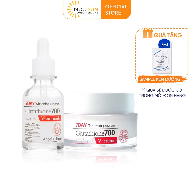 Combo Dưỡng Trắng Da 7DAY Angel's Liquid Whitening Program Gutathione 700V (Serum & Cream)