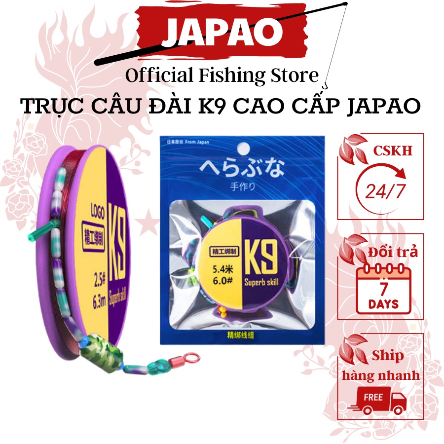 Dây trục câu đài săn hàng buộc sẵn K9 Japao trục câu đài săn hàng 4m5 5m4 6m3 7m2 dây trục cước câu cá tàng hình