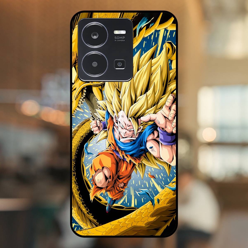 Ốp lưng điện thoại Vivo Y35 viền đen Son Goku Dragon Ball Super Saiyan