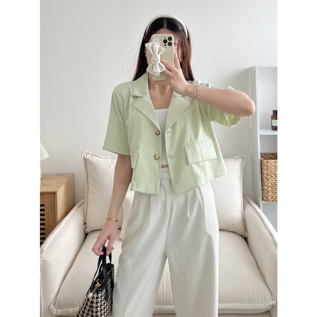 Áo Blazer Croptop Nữ Cộc Tay Freesize Phong Cách Trẻ Trung - SE02