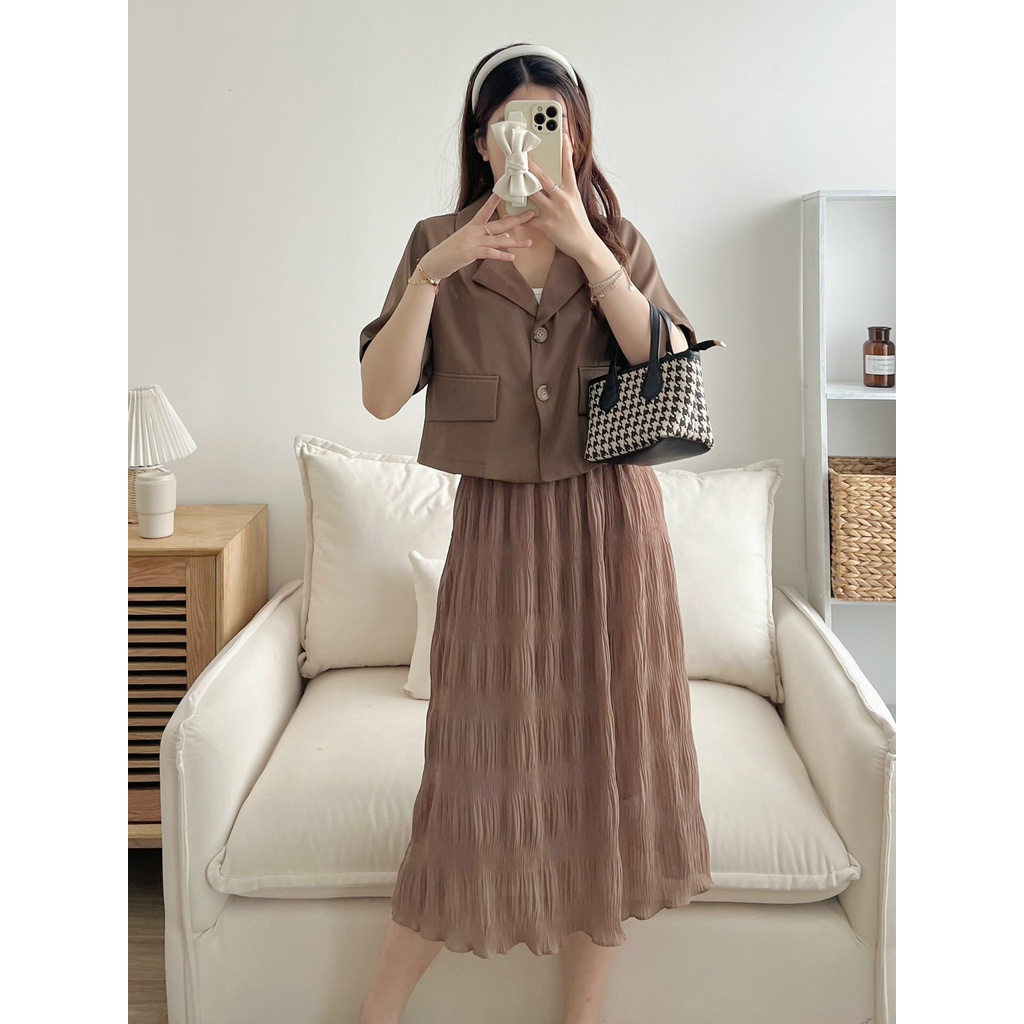 Áo Blazer Croptop Nữ Cộc Tay Freesize Phong Cách Trẻ Trung - SE02 | BigBuy360 - bigbuy360.vn