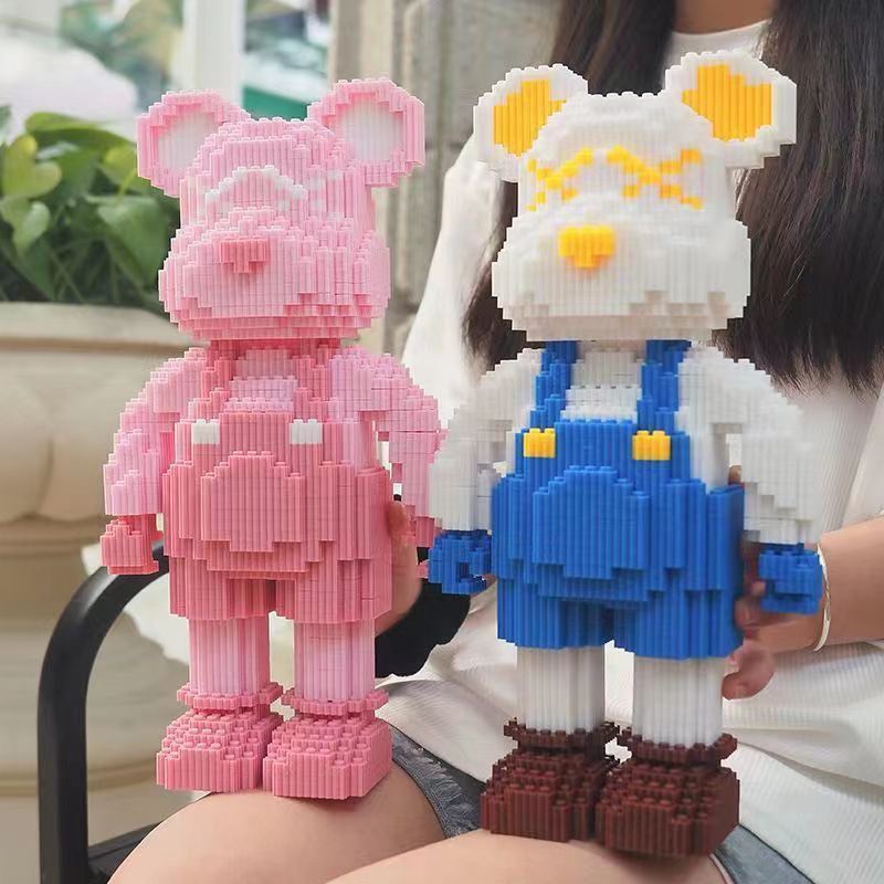 Bộ đồ chơi lego lắp ghép gấu bearbrick cao 33cm có led, tặng kèm búa lego