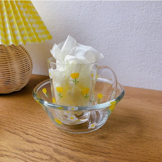 Bát hoa nhí BTT4 tô thủy tinh tròn dễ thương 550ml 15cm