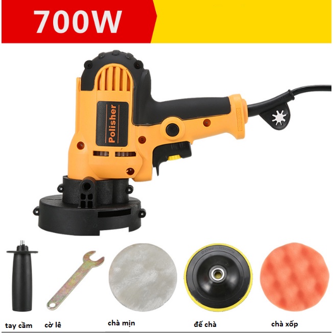 Máy đánh bóng POLISHER CÓ CHỈNH TỐC ĐỘ 700W - Đánh bóng ô tô 6 cấp độ cao cấp 100% ruột đồng