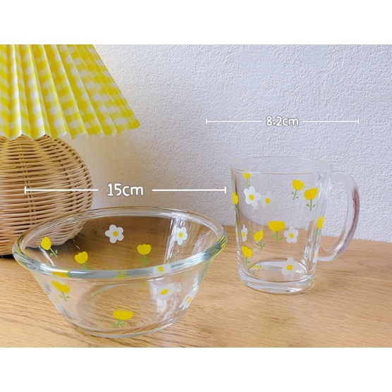 Bát hoa nhí BTT4 tô thủy tinh tròn dễ thương 550ml 15cm