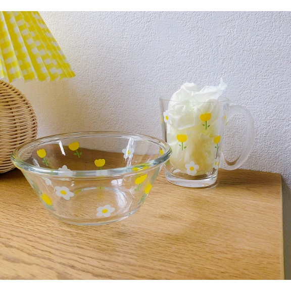 Bát hoa nhí BTT4 tô thủy tinh tròn dễ thương 550ml 15cm