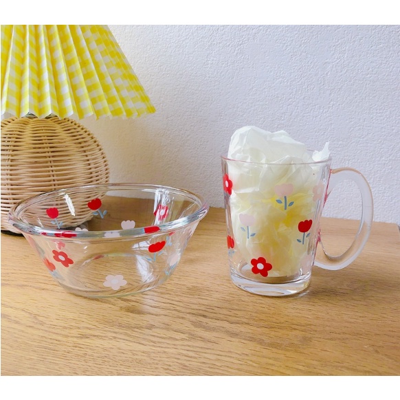 Bát hoa nhí BTT4 tô thủy tinh tròn dễ thương 550ml 15cm