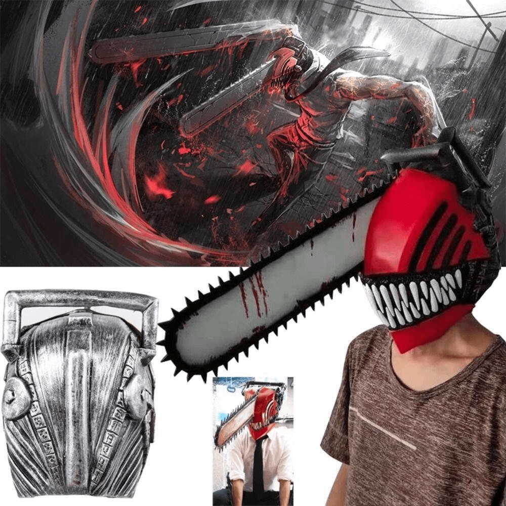 Quỷ đầu cưa Mặt Nạ Cao Su Hóa Trang Nhân Vật Chainsaw Man Denji Pochita Halloween