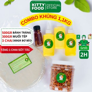 COMBO bánh tráng phơi sương muối tôm hành phi bơ béo 1.1kg ăn vặt Sài Gòn siêu ngon KittyFood