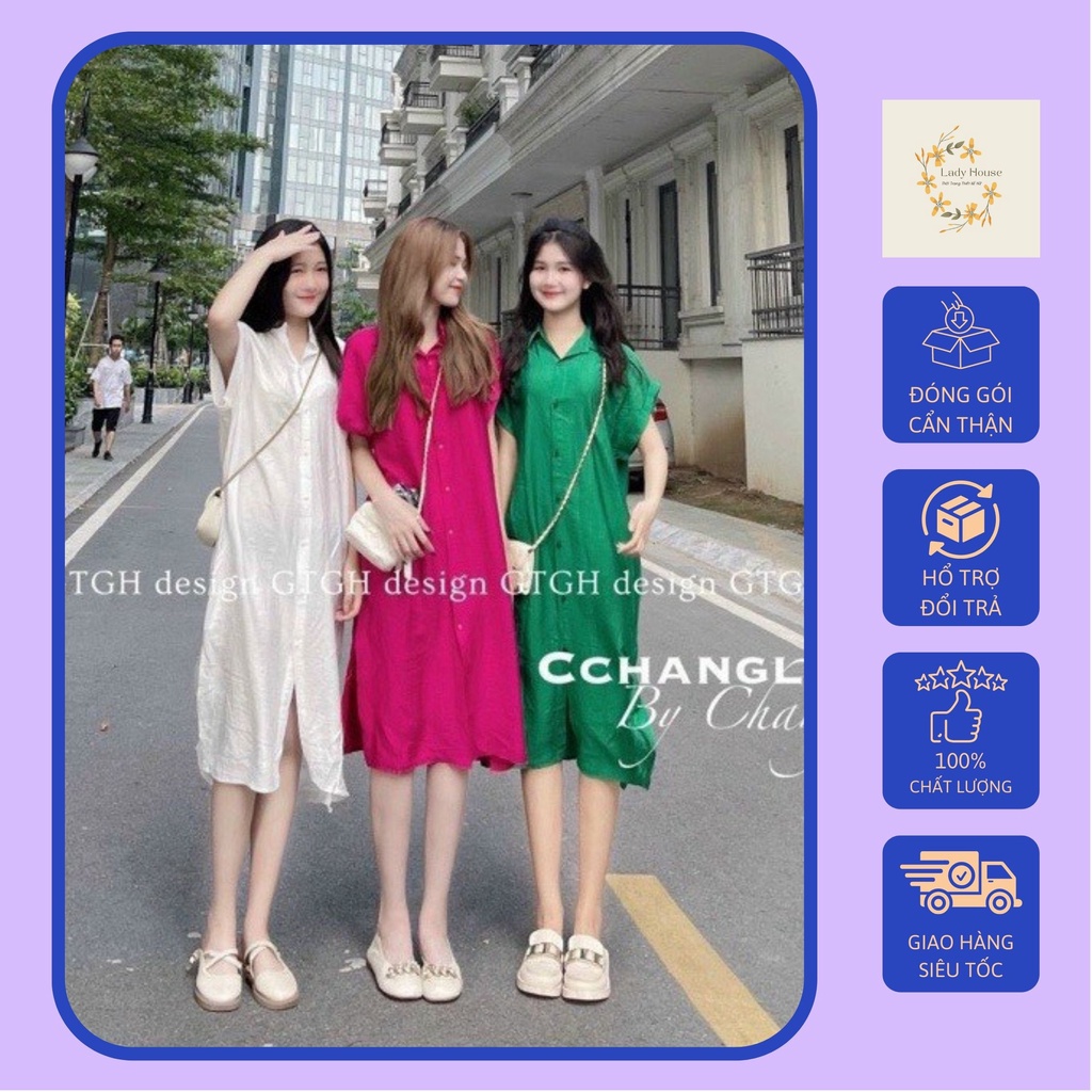 Váy Đũi Xước, Đầm Sơ Mi Nữ Form Rộng Chất Đũi Nhiều Màu Mềm Mát, Mặc Đi Biển Dạo Phố, Mùa Hè Siêu Xinh.